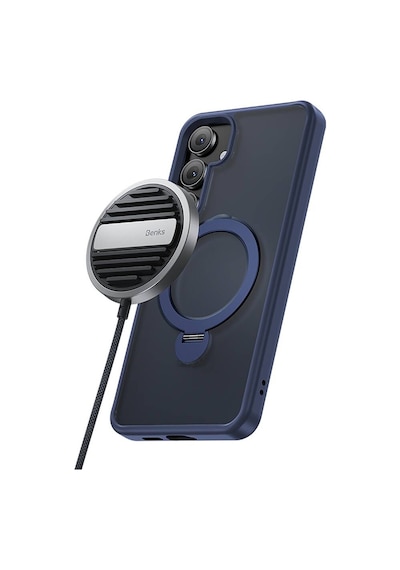 Galaxy S25 Kılıf M-safe Şarj Uyumlu Benks Standlı Mist Protective Kapak Mavi
