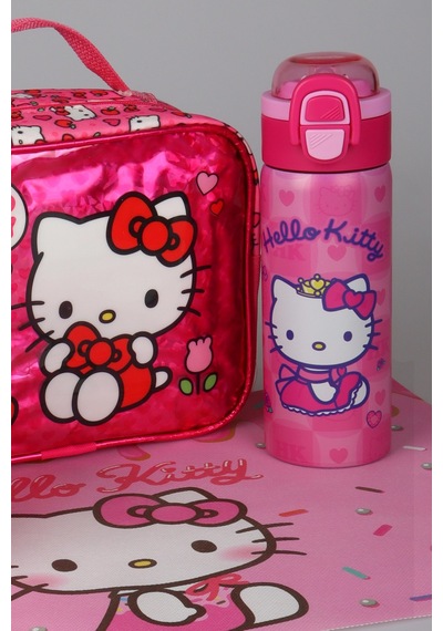 X Dekomus Lisanslı Hello Kitty Love Shine Collection Beslenme Çantası,600 Ml Çelik Matara,beslenme Örtüsü Ve Beslenme Kabı Seti Altın