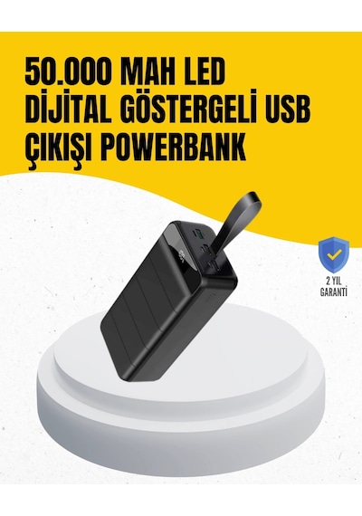 50.000 Mah Kapasiteli Powerbank Hızlı Şarj Destekli, 4 Usb Portlu, Led Işıklı Taşınabilir Enerji D Çok Renkli