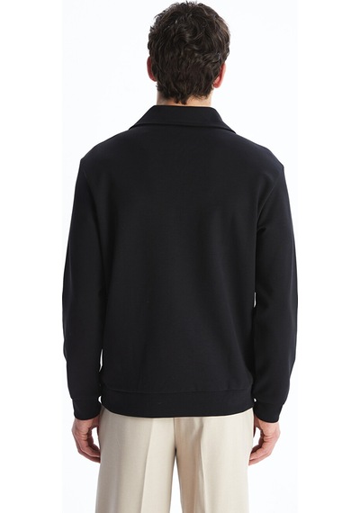 Lcw Vision Siyah Polo Yaka Uzun Kollu Erkek Sweatshirt