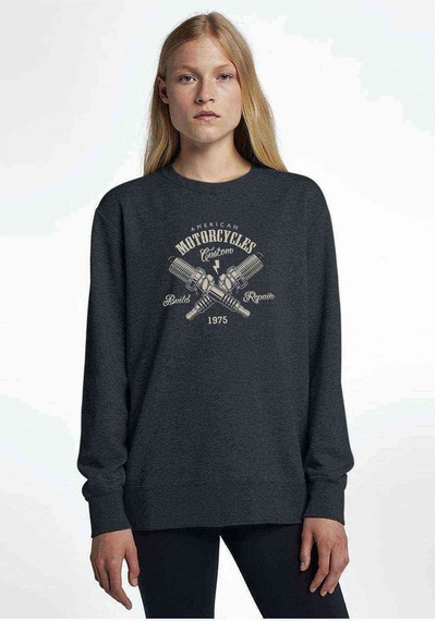 Motor Buji California Baskılı Füme Antrasit Kadın Sweatshirt