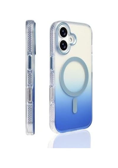 Senon Apple iPhone 17 İçin Kılıf Magsafe Uyumlu Şarj Özellikli Transparan Renk Geçişli Zore Toros Kapak Mavi