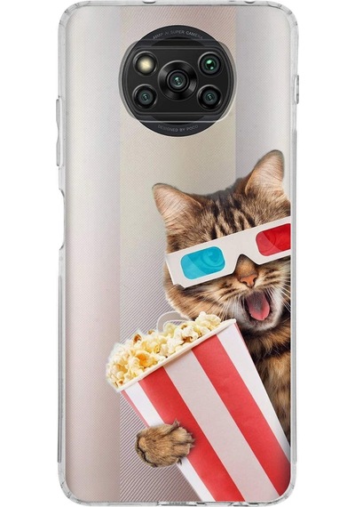 Xiaomi Poco X3 Pro İle Uyumlu 1mm Slim Fit Kedi 1 050b Baskılı Şeffaf Kılıf Şeffaf