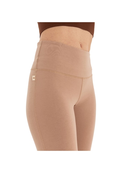 Inguz Roll Up Flare Toparlayıcı Yoga Pantolon Bej