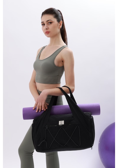 İcone Bag Kadın Spor Ve Yoga Çantası Çok Cepli, Ayakkabı Bölmeli, Lastik Detaylı, Fermuarlı Ön Cep Yeşil