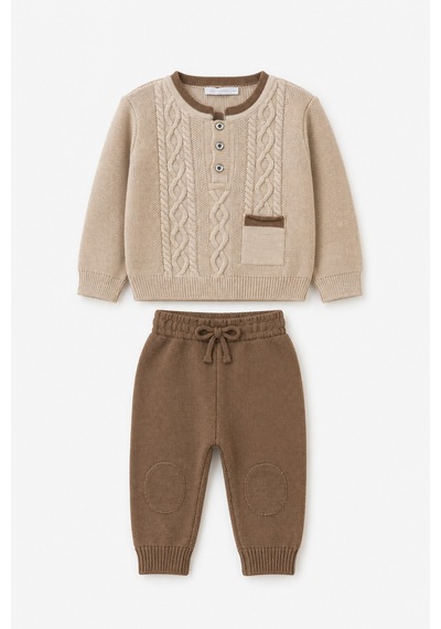 Babyhola Erkek Bebek Triko Kazak Pantolon Takım 23124 Bej
