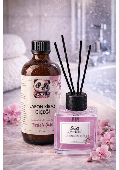 Japon Kiraz Çiçeği Çubuklu Oda Kokusu 250 Ml Refil Ve 100 Ml Difüzör Şişe Fresh