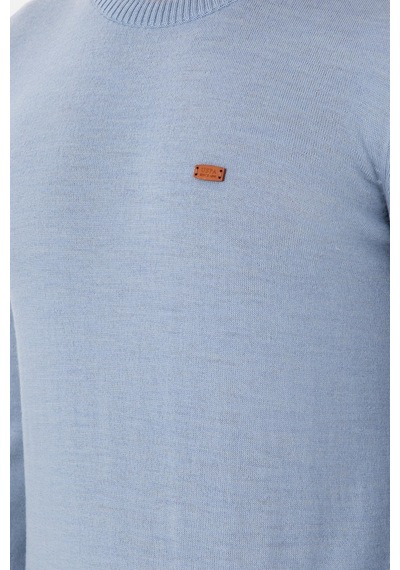 U.S. Polo Assn. Erkek Slim Fit Bisiklet Yaka Açık Mavi Melanj Kazak 50297040-VR112