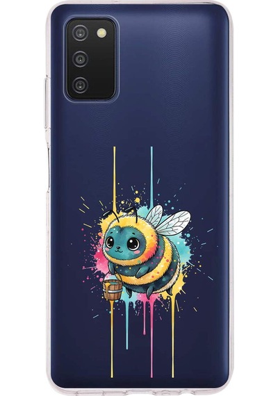 Samsung Galaxy A03s İle Uyumlu Splash Arı Tasarımlı Şeffaf Silikon Kılıf Şeffaf