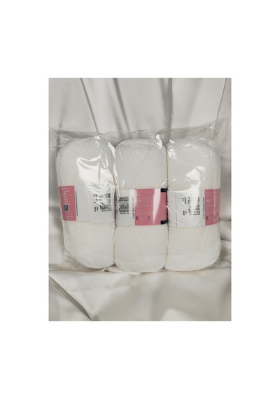 Lux Baby Beyaz El Örgü İpi Art No:3010 - Nm:3.4 - 100gr. 340mt. 3 Adet - Renk: 111