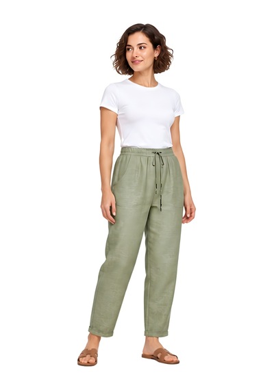 Lili Woman Kadın Beli Lastikli Bağcıklı Cepli Rahat Kesim Pantolon Haki Lw.gk-pnt002hk
