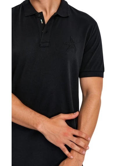 Arma Ar-ma Erkek Polo Yaka Tişört Resim Baskili Örme Kumaş Regular Fit %100 Pamuk 30/1 Çift Toplama Penye Pike Y31374357802 Siyah-s1