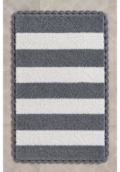 Alanur Bodrum Tufting Cotton Pamuklu El Işi Örgülü Paspas 112 80 X 135 Cm Beyaz - Gri