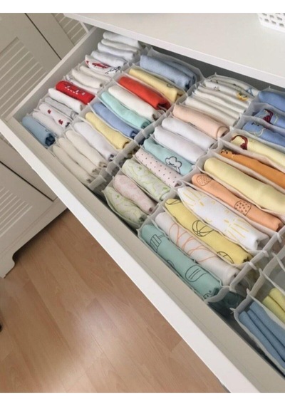 11 Gözlü Dolap-çekmece Içi Akordiyon Organizer 12x12x40cm Beyaz Diğer