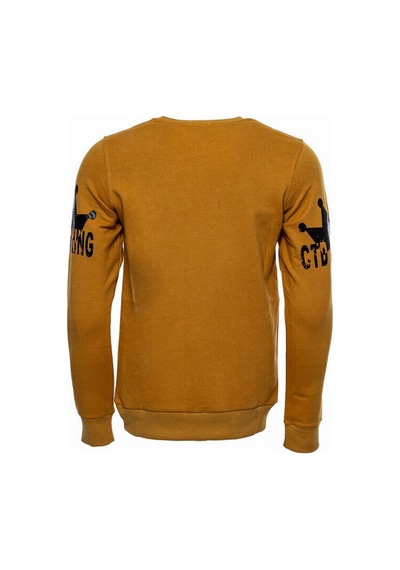 Hardal Taşlı Baskılı Bsiklet Yaka Sweatshirt - Wessi Siyah