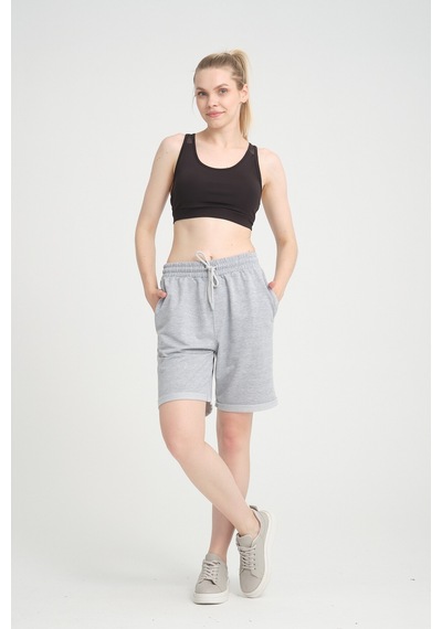 Superlife Kadın Regular Fit Duble Paça Şort Spr24srk51 Gri Melanj Superlife Kadın Regular Fit Duble Paça Şort Spr24srk51 Gri Melanj
