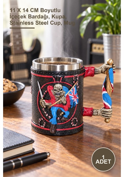 1 Adet Paslanmaz Çelik Kupa Bardak 11 X 14 Cm Boyutlu İçecek Bardağı, Kupa, Stainless Steel Cup, Mug