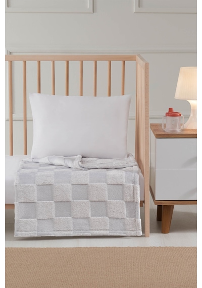 Özdillek Gingham Bebek Battaniyesi 90x110 Cm Gri