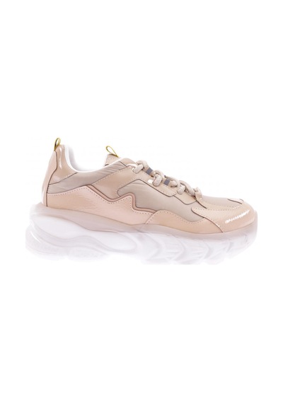 Dgn Es737-22y Kadın Bağcıklı Kalın Taban Sneakers Ayakkabı Nude Kırışık