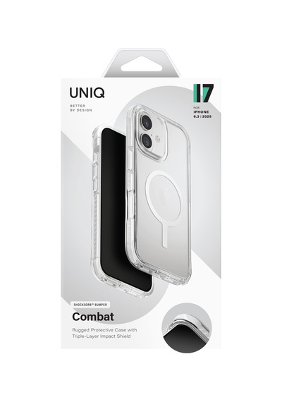 Apple Uyumlu iPhone 17 Kılıf Combat Serisi Üç Katmanlı Shocksorb Magsafe Özellikli Magclick Koruyucu Kapak Şeffaf