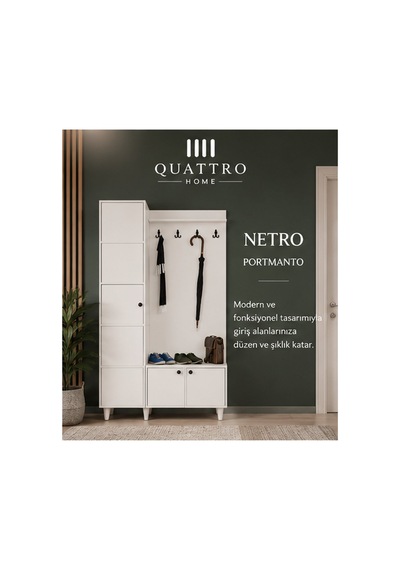 Netro Geniş Vestiyer Beyaz