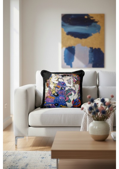 Lüks Sanat Efektli Saçaklı Yastık Kılıfı - Renkli Bohem Stil Siyah Çerçeve Püsküllü Kırlent Kılıfı Sisli Sütlü Kahve Lüks Sanat Efektli Saçaklı Yastık Kılıfı - Renkli Bohem Stil Siyah Çerçeve Püsküllü Kırlent Kılıfı Sisli Sütlü Kahve