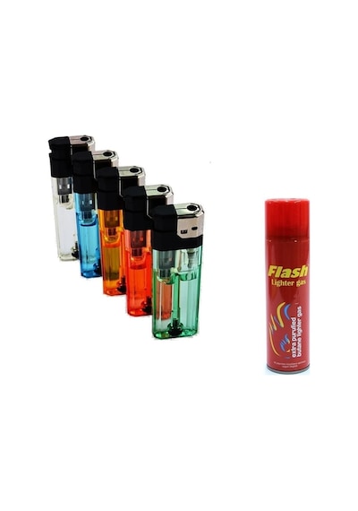 Tokaj Manyatolu Elektronik Çakmak 5 Adet Flash Gaz Siyah
