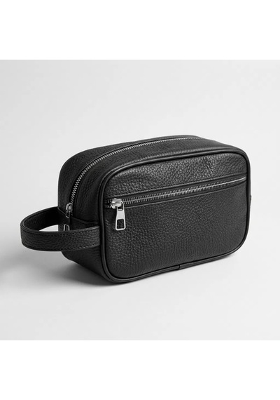 Bezos Erkek Siyah Deri El Çantası Çift Fermuarlı El Tutmalı 20x13 Cm Günlük Seyahat Organizer Çanta Ob