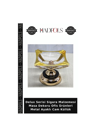 Delux Serisi Sigara Malzemesi Masa Dekoru Ofis Ürünleri Metal Ayaklı Cam Küllük