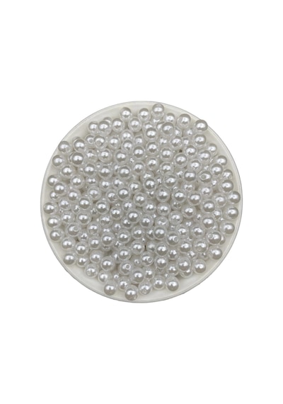 8mm Beyaz Renk Lüks / Lüx Kaplama Plastik Inci Boncuk ,takı Yapım Boncuğu 50gr, 200 Adet