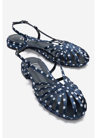 Luvi Shoes Lıss Lacivert Beyaz Puantiyeli Kadın Sandalet
