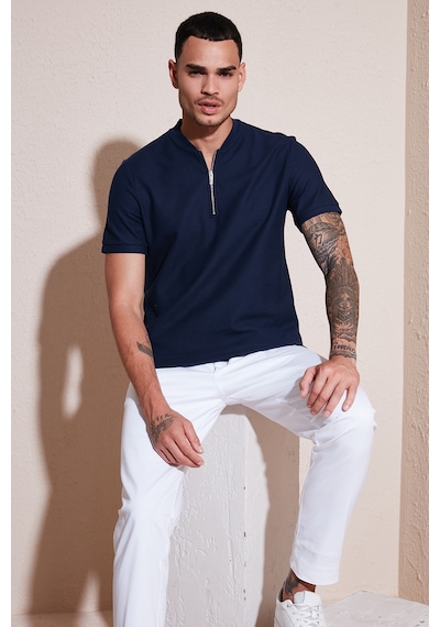 Buratti Pamuklu Regular Fit Yarım Fermuarlı Erkek T Shirt 5902653 Lacivert