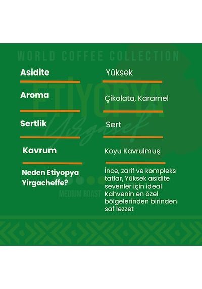 Etiyopya Yirgacheffe Dünya Kahvesi 250 G Moka Pot