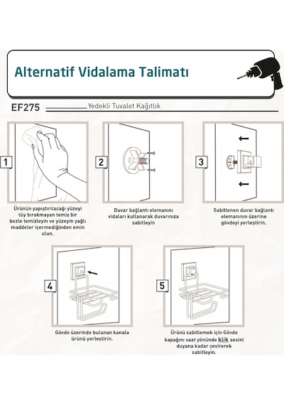 Teknotel Easyfıx Yapışkanlı Yedekli Tuvalet Kağıtlık Beyaz Ef275