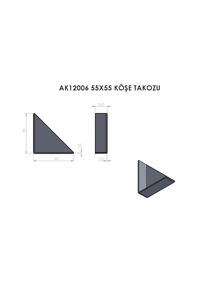 Cateksss 55x55 Mm Köşe Takozu Siyah - 40 Lı Paket