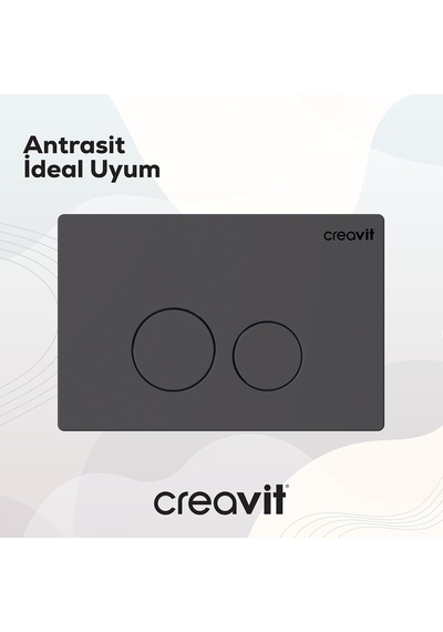Creavit Free Rim-off Mat Antrasit Renkli Gömme Rezervuar Takım Set