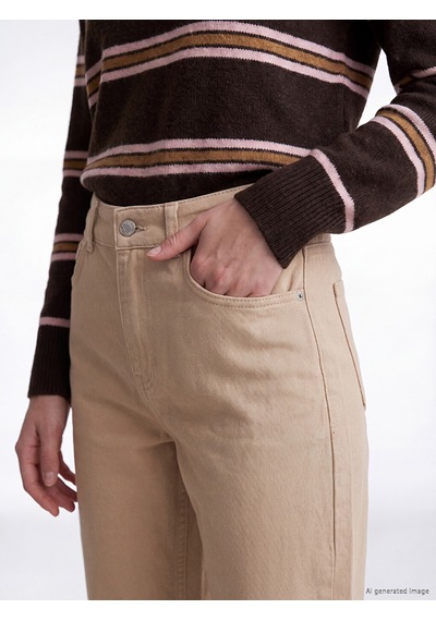 Lcw Jeans Bej Mom Fit Kadın Jean Pantolon