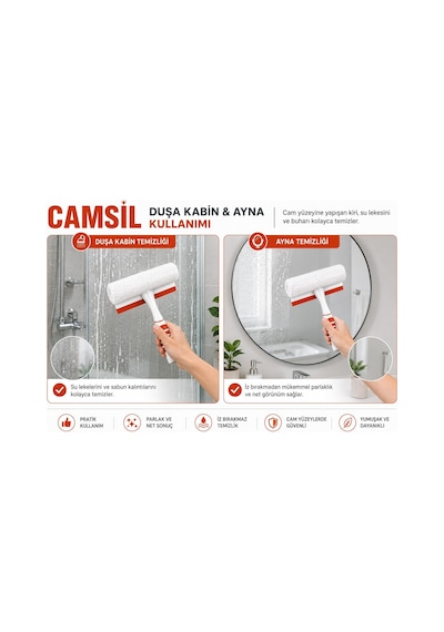Pratik Kolay Mikrofiber Peluşlu Camsil 2'si 1 Arada Mikrofiber Peluşlu Cam Sileceği İz Bırakmayan Elastrom Sile Genel