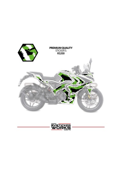 Bajaj Rs200 Kaplama Sticker Air Brush Motor Kaplama Modeli Hazır Kit Tüm Modeller Uyumlu Yeşil