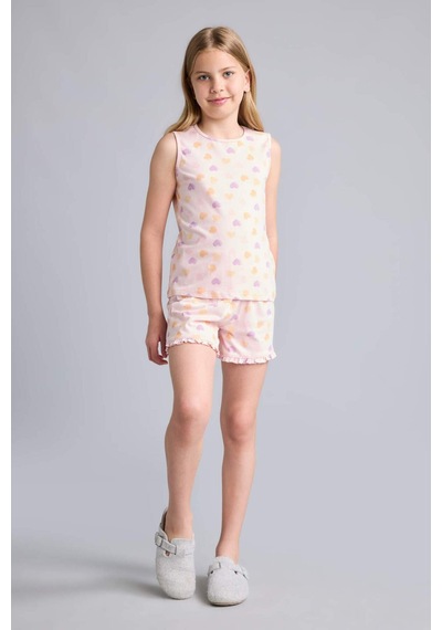 Defacto Regular Fıt Elastik Bel 2li Kalpli Açık Pembe Pijama Takımı Kız Çocuk I0406a826hspn638 Pembe-pn638