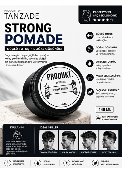 Produkt By Tanzade Strong Pomade 145 Ml Güçlü Tutuş Saç Pomadı