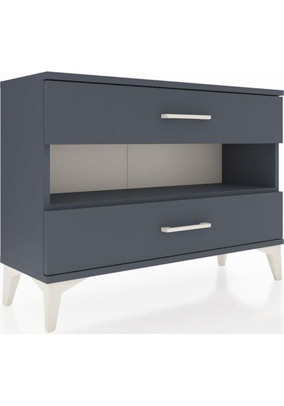 Arges Şifonyer Tek Raflı 2 Çekmeceli 88x30x64 Antrasit-antrasit Antrasit