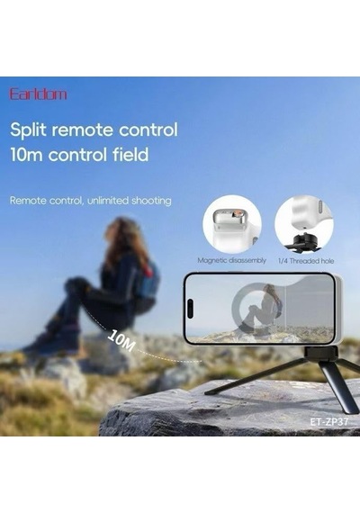 Manyetik Kamera Tutucu Grip Bluetooth 5.3 Uzaktan Kumandalı 10m Çekim Mesafesi Zoom Kontrollü 2 Kademeli Deklanşörlü Ergonomik Telefon Çekim Aparatı Tripod Uyumlu Zp37