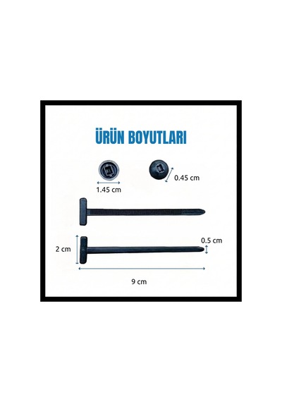 Plentiful Plastik Kablo Bağı Klipsi 30 Adet Set Vidalı Yerine Geçen Universal Oto Klips Bağlantı Elemanı 9 Cm