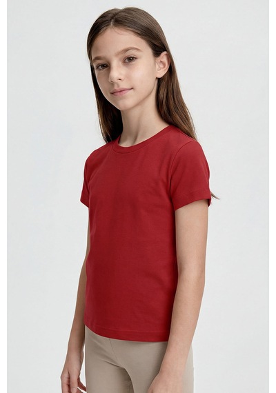 Fiesta O Yaka Standart Fit Basic Unisex Çocuk T-shirt - 11328 Kırmızı
