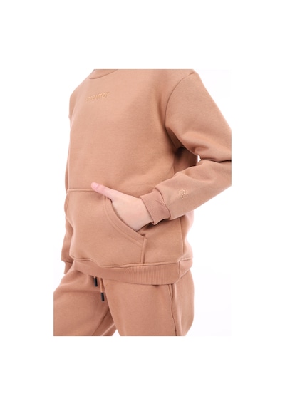 Toontoy Unisex Çocuk Nakışlı Sweatshirt Kahverengi