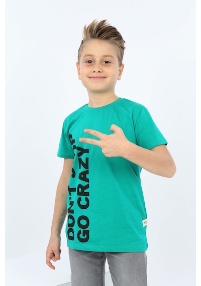 Toontoy Kids Toontoy Erkek Çocuk Dont Stop Go Crazy Baskılı Tişört Koyu Yeşil