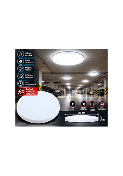 18w Radar Hareket Sensörlü Led Glop Armatür 6500k Beyaz Işık 27 Cm Sıva Üstü Otomatik Yanan Tavan Lambası - 939006523 Diğer 18w Radar Hareket Sensörlü Led Glop Armatür 6500k Beyaz Işık 27 Cm Sıva Üstü Otomatik Yanan Tavan Lambası - 939006523 Diğer