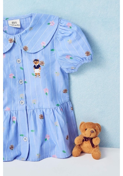 Defacto Bebe Yaka Baskılı Kısa Kollu Gömlek Kız Bebek H2988a526smnv135 Lacivert-nv135