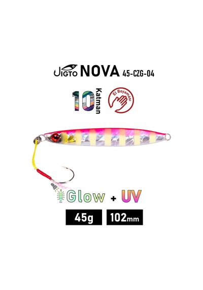 Jig, Zoka, Suni Yem, Glow Uv Metal Jig, 45gr 10cm Jıgto Nova-45